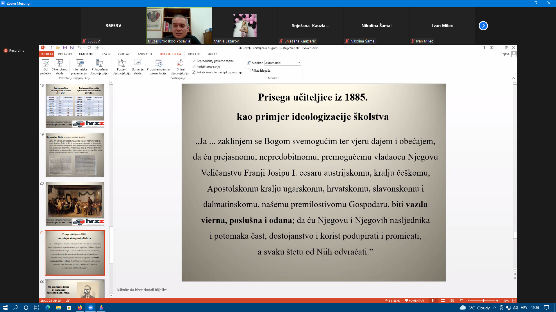 Read more about the article Predavanje dr. sc. Dinka Župana:                                 Učitelj i učiteljica u “dugom” 19. stoljeću